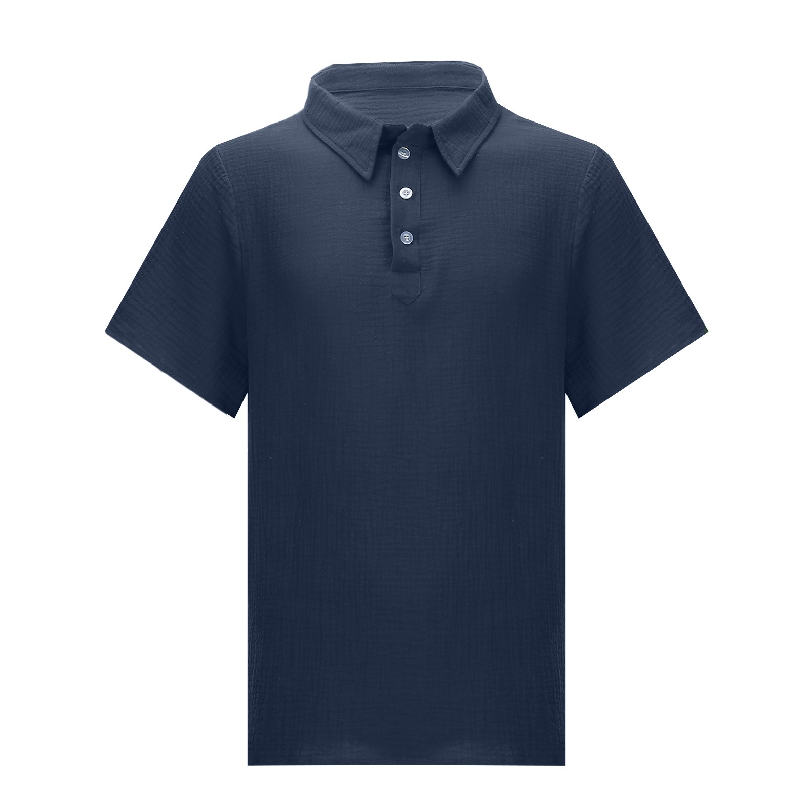 thumbnail image 1 of Camisa informal para hombre: corte holgado de verano, color liso, cuello vuelto, tejido transpirable, fácil cuidado para el uso diario., 1 of 4